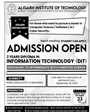 Admission notice for Aligarh Institute of Technology, Karachi