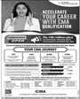 Admission notice for Institute of Cost and Management Accountants of Pakistan (ICMAP) Karachi