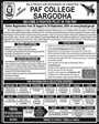Admission notice for Govt College of Technology PAF Road Sargodha
