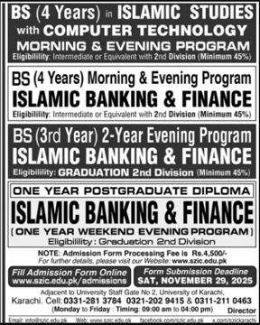 Admission notice for University Of Karachi