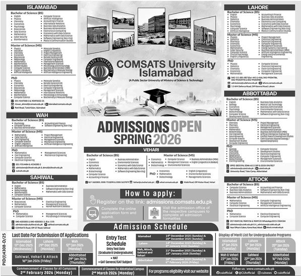 Admission notice for Shaheed Zulfiqar Ali Bhutto Medical University Islamabad