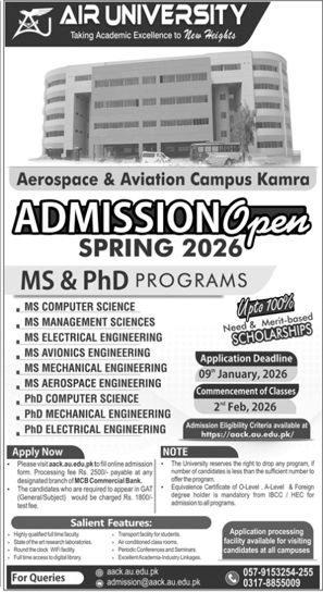 Admission notice for Air University