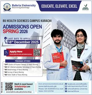 Admission notice for Bahria University Karachi