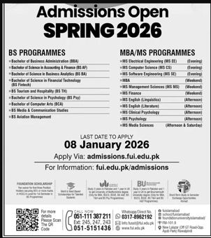 Admission notice for Pir Mehr Ali Shah Arid Agriculture University Rawalpindi