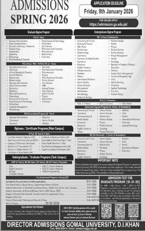 Admission notice for Government College Women University Sialkot