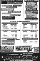 Admission notice for National University of Modern Languages Peshawar