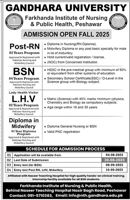 Admission notice for Gandhara University Peshawar