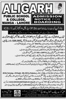Admission notice for Aligarh College for Women Lahore