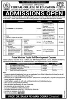 Admission notice for Federal College of Education, Islamabad