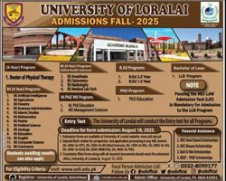 Admission notice for University of Loralai