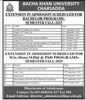 Admission notice for Bacha Khan University Charsadda