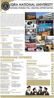 Admission notice for Iqra National University (Inu) Peshawar