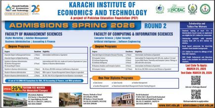 Admission notice for PAF Karachi Institute Of Economics And Technology Karachi